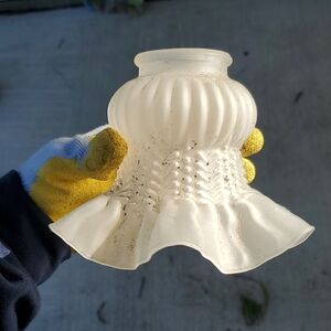 Frosted White Ruffled Glass Lamp Shade